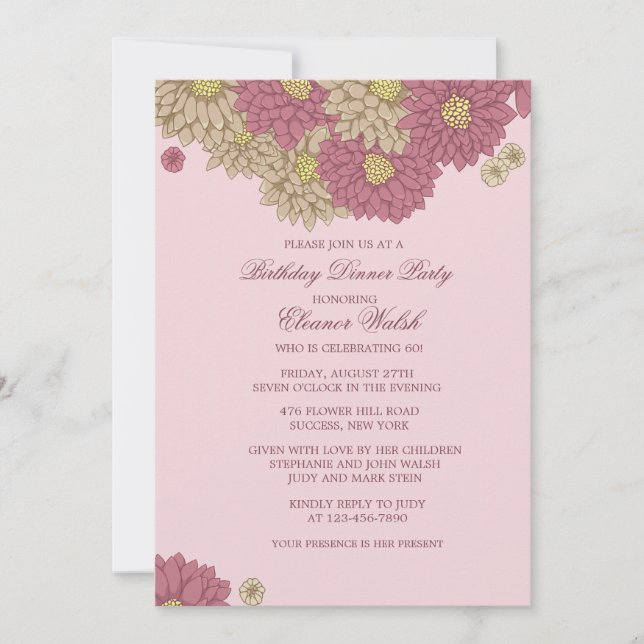 Zinnias Floral Invitation (Front)