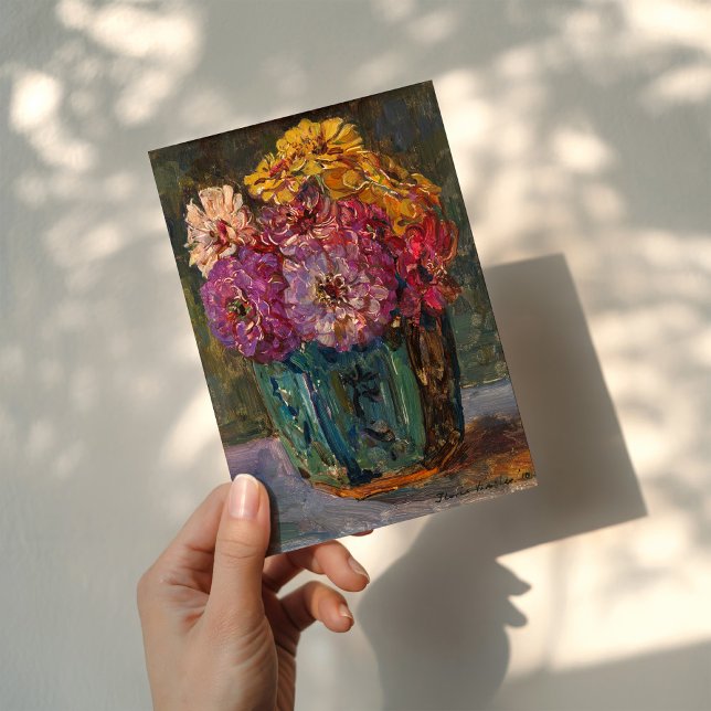 Zinnias in a Green Jar | Floris Verster Card (Creator Uploaded)