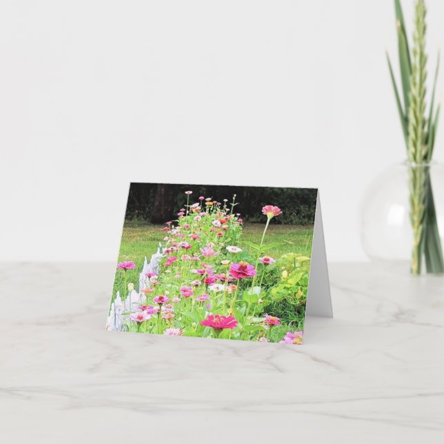 Zinnias In My Garden Folded Note Cards (Front)