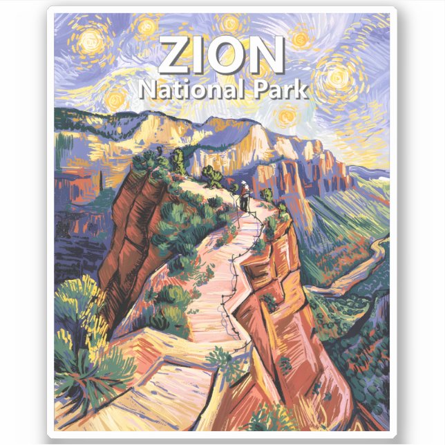 Zion Angels Landing Hiking Trail Colorful Van Gogh (Front)