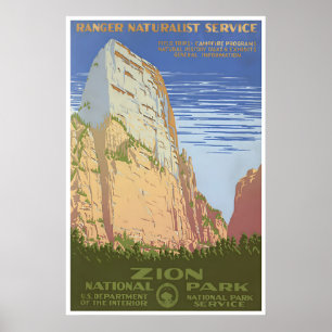 Zion Art Zion National Park Poster 1930s WPA Print