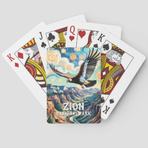 Zion Canyon Bird California Condor Vivid Van Gogh Playing Cards