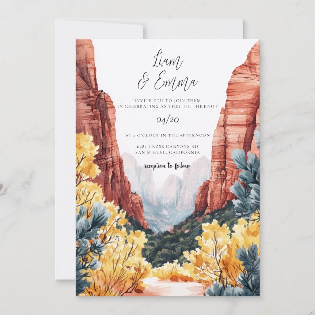 Zion Canyon Valley Utah Invitation (Front)
