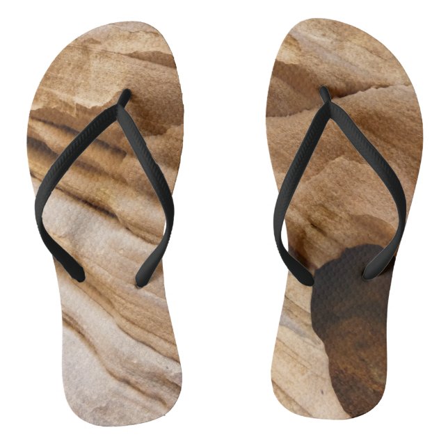 Zion Canyon Wall I Abstract Nature Photography Flip Flops (Footbed)