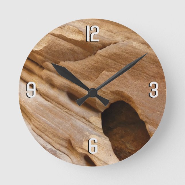 Zion Canyon Wall I Abstract Nature Photography Round Clock (Front)