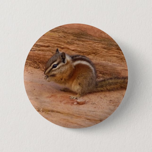 Zion Chipmunk on Red Rocks 2 Inch Round Button (Front)