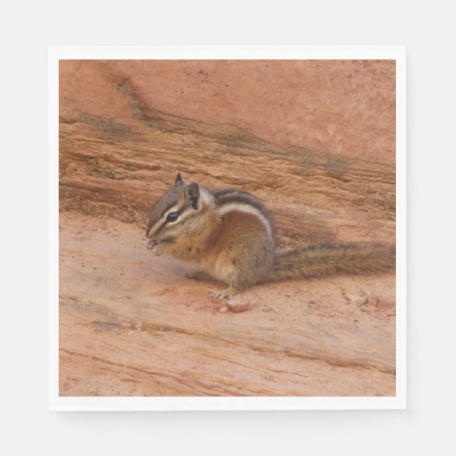 Zion Chipmunk on Red Rocks Napkin (Front)
