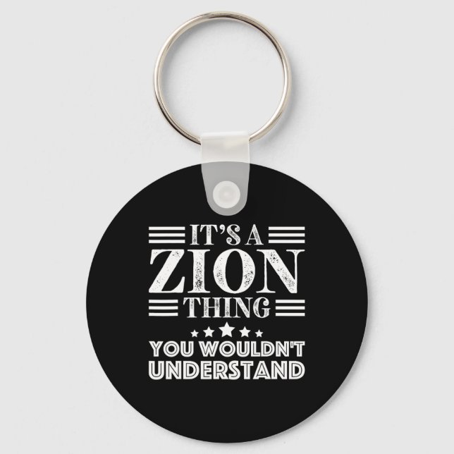 Zion First Name Personal Birthday Fathers Day Men  Keychain (Front)