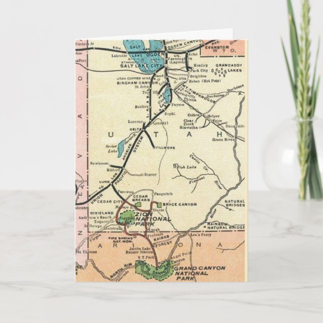 Zion - Grand Canyon Carte Vintage  (Devant)
