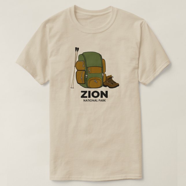 Zion National Park Backpack T-Shirt (Design Front)