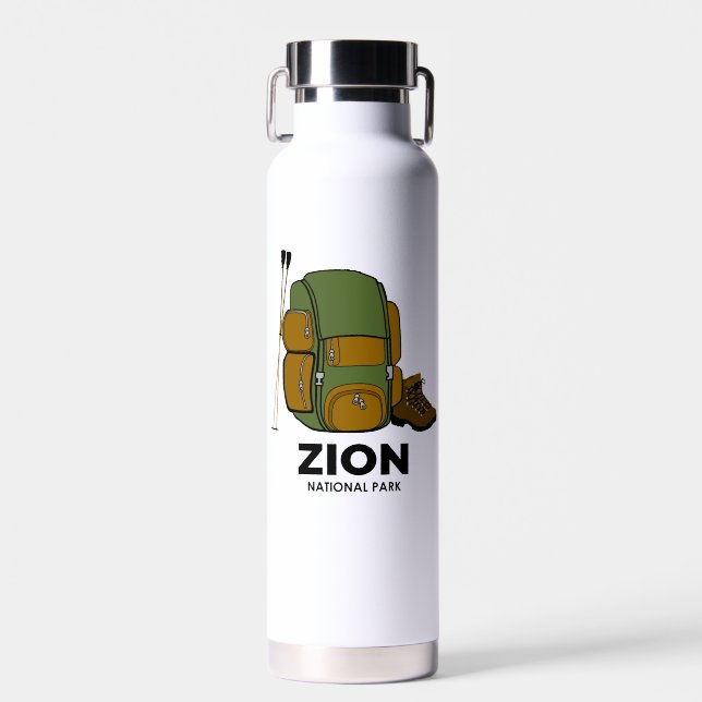 Zion National Park Backpack Water Bottle (Front)