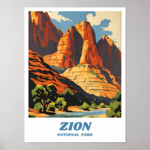 Zion National Park illustration retro Classical Poster