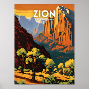 Zion National Park illustration retro Decorative Poster