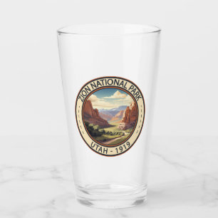 Zion National Park Illustration Travel Art Glass