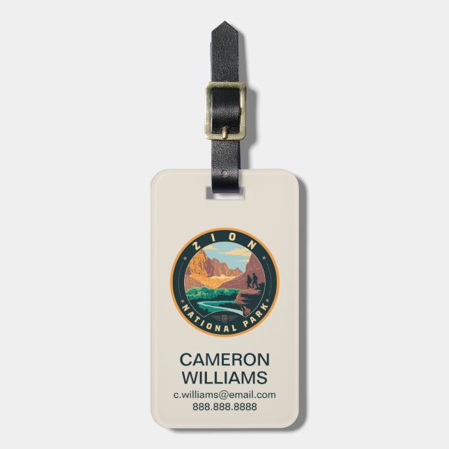 Zion National Park Luggage Tag (Front Vertical)
