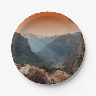 Zion National Park Mountains Landscape Paper Plate