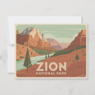 Zion National Park Postcard Retro