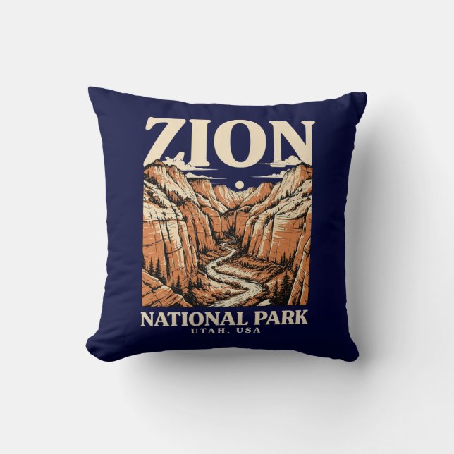 Zion National Park Red Cliffs Throw Pillow (Front)