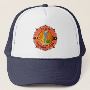 Zion National Park Retro Compass Emblem Trucker Hat