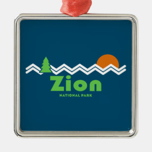 Zion National Park Retro Metal Ornament