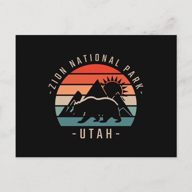 Zion National Park Retro Postcard (Front)