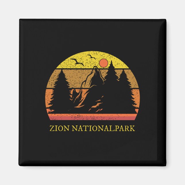 Zion National Park Retro Vintage Magnet (Front)