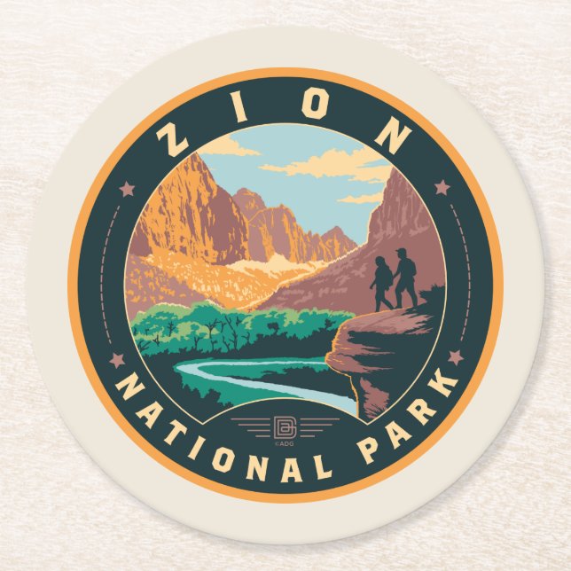Zion National Park Round Paper Coaster (Front)