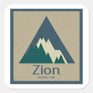 Zion National Park Rustic Square Sticker