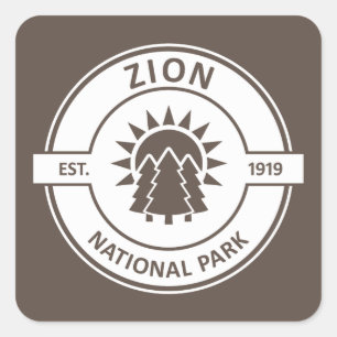 Zion National Park Sun Trees Square Sticker