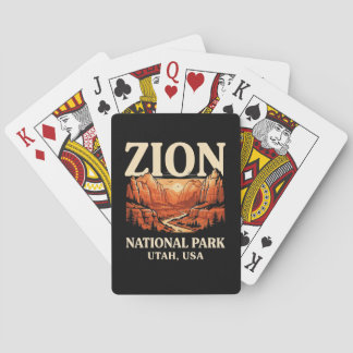 Zion National Park Sunset Mountain Scene Playing Cards