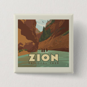 Zion National Park   The Narrows 2 Inch Square Button