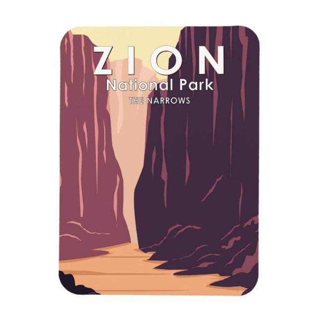 Zion National Park The Narrows Retro Magnet (Vertical)