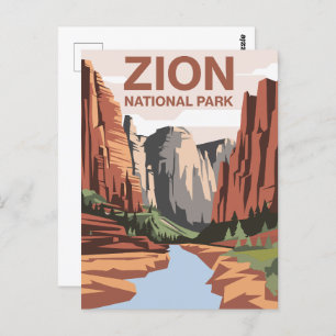 Zion National Park Travel Art Postcard