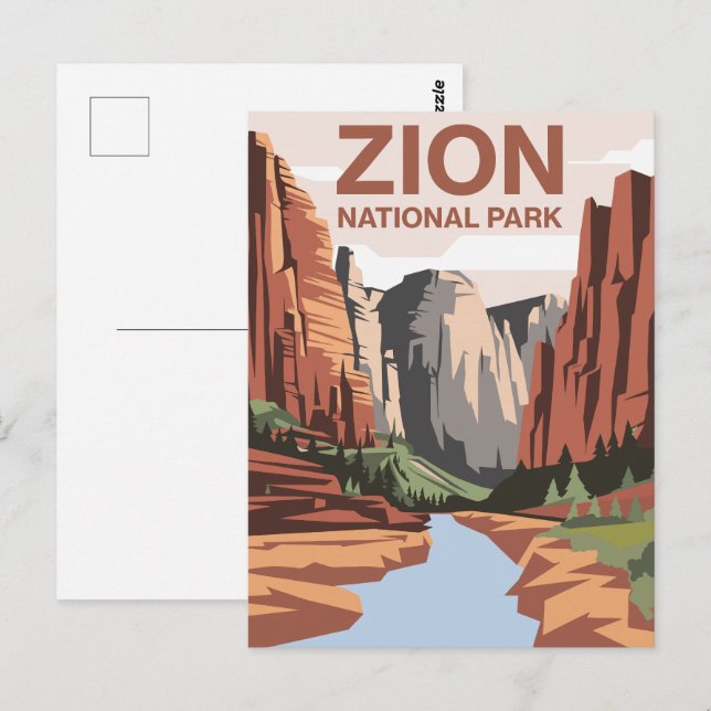 Zion National Park Travel Art Postcard (Front/Back)
