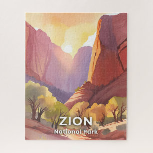 Zion National Park   Travel Watercolor Jigsaw Puzzle