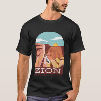 Zion National Park USA Skyline Silhouette Outline  T-Shirt