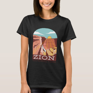 Zion National Park USA Skyline Silhouette Outline  T-Shirt