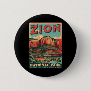 Zion National Park Utah Angels Landing Vintage Hik 2 Inch Round Button