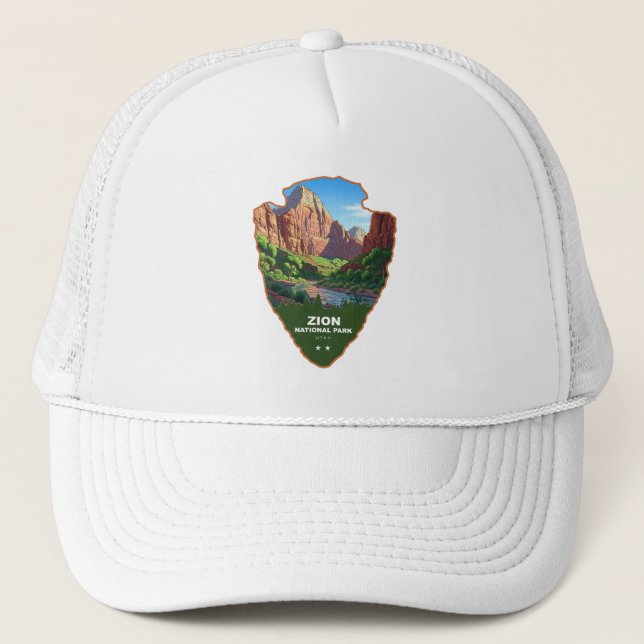 Zion National Park Utah Arrowhead Trucker Hat (Front)
