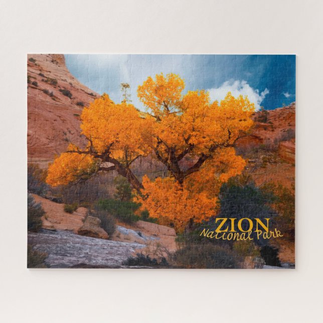 Zion National Park Utah Golden Autumn Tree  Jigsaw Puzzle (Horizontal)