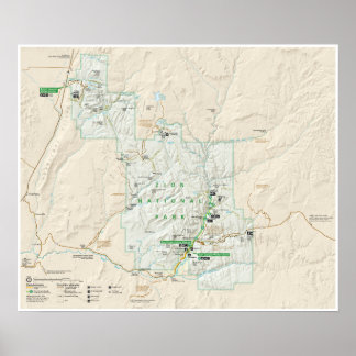 Zion National Park (Utah) map poster