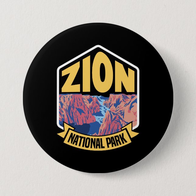 Zion National Park Utah Retro 3 Inch Round Button (Front)