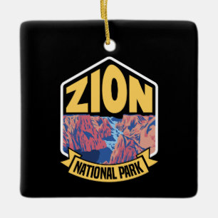 Zion National Park Utah Retro Ceramic Ornament