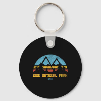 Zion National Park Utah Retro Vintage Hiking Gift Keychain