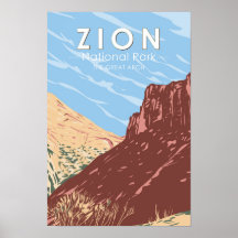 Zion National Park Utah The Great Arch Vintage