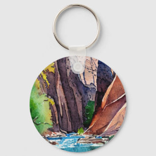 Zion National Park Utah The Narrows by water color Keychain