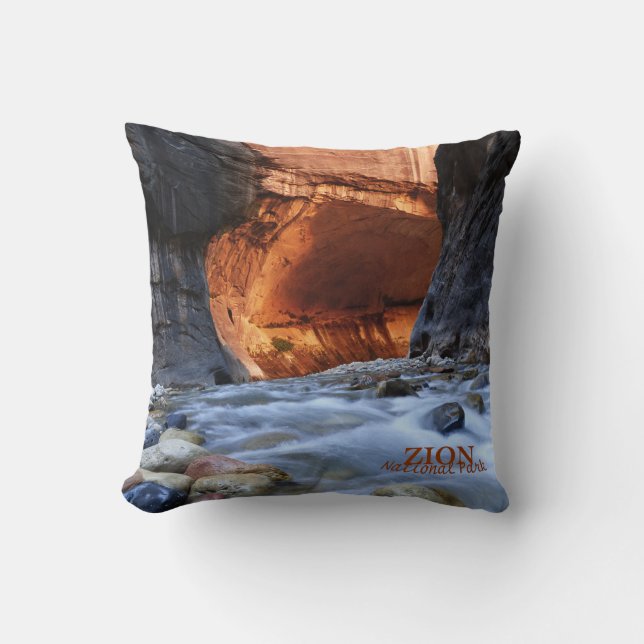 Zion National Park, Utah, The Narrows, Square Throw Pillow (Front)