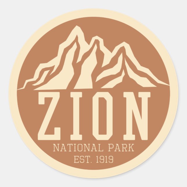 Zion National Park Utah USA Outdoors Retro Classic Round Sticker (Front)