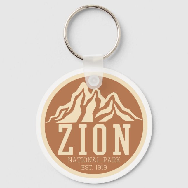 Zion National Park Utah USA Outdoors Retro Keychain (Front)