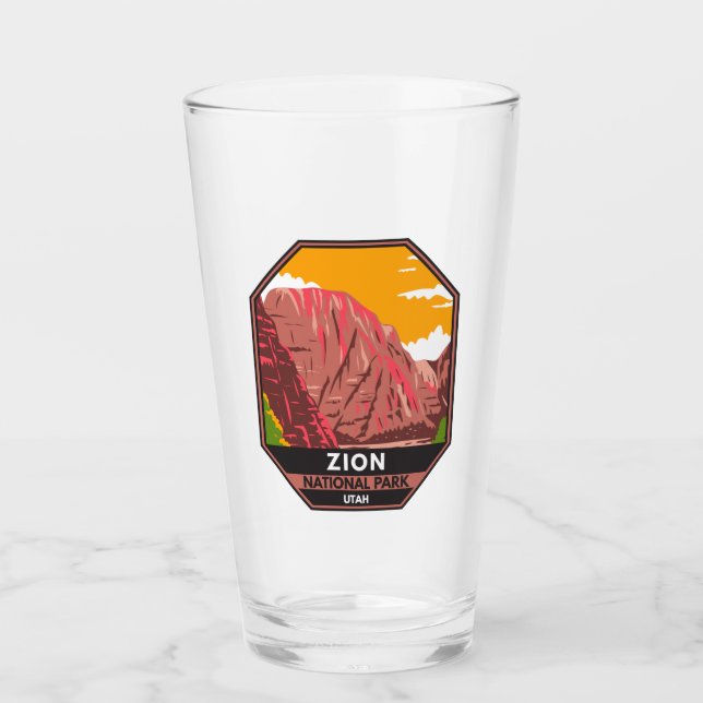 Zion National Park Utah Vintage  Glass (Front)
